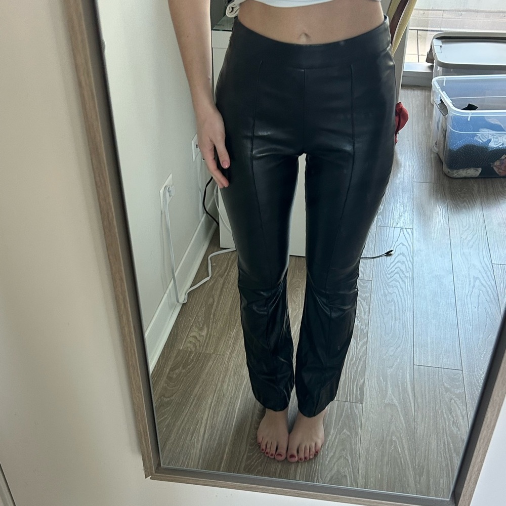Princess Polly Black Faux Leather Skinny Pants